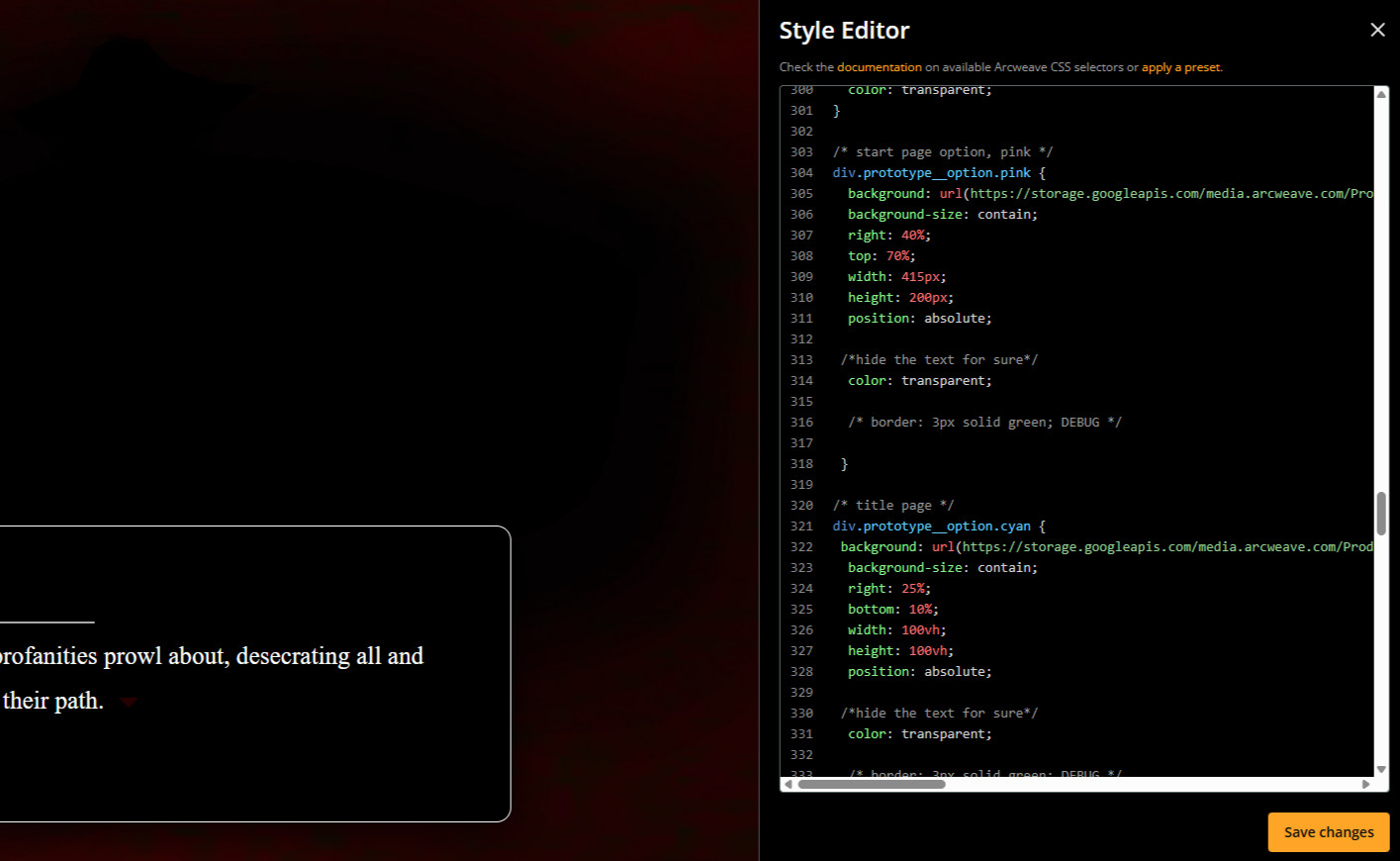 CSS Programming for the visuals